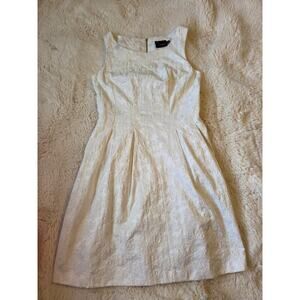 Just Taylor Fit & Flare White Embroidered Eyelet Floral Mini Dress size 4